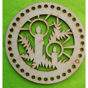     12,5cm Bază din lemn natural croșetat. Cu gaura de 5mm, 1bucata, grosime 3mm