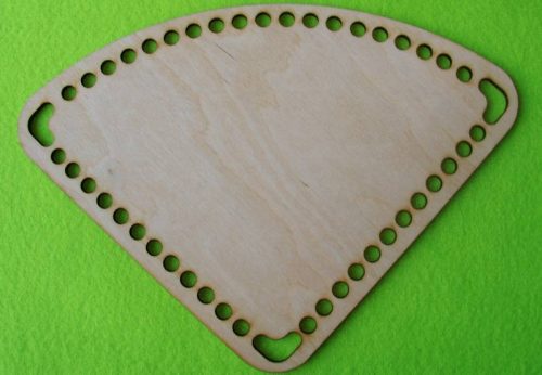  18,5x18,5cm Baza din lemn natural crosetabil, sfert de cerc, cu gaura de 7,5 mm, 1 buc., grosime 3 mm