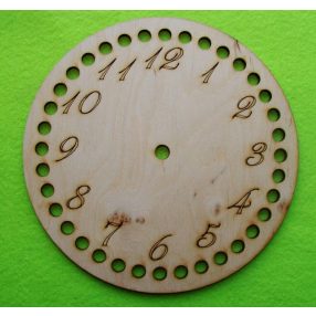     16,5cm Cadran rotund de ceas numerotat din lemn natural, baza crosetabila din lemn, cu gaura de 7,5 mm, grosime 1 buc. 3 mm