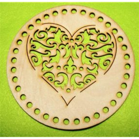   12,5cm Model de inimă din lemn natural. Cu gaura de 5mm, 1 bucata, grosime 3mm