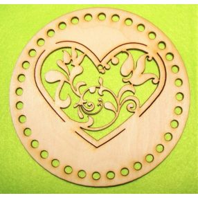    12,5cm Inimă ornamentală din lemn natural. Cu gaura fe 5mm, 1 bucata, grosime 3 mm