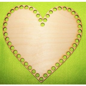    18x17cm Inima din lemn natural cu gaura mare de 8 mm, 1 buc. grosime 3 mm