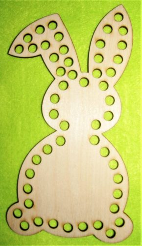  18,5x10,5cm Iepuras crosetabildin lemn natural cu urechi cu logo, gaura de 7 mm, grosime 1 buc. 3 mm