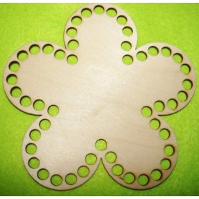    15x15cm Baza de floare din lemn natural crosetabil cu gaura de 8 mm, 1 buc. grosime 3 mm