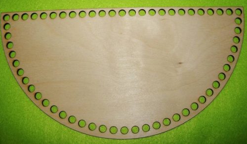 	29x14,cm Baza din lemn natural crosetabil semicerc cu gaura de 7 mm 1 bucata, grosime 3mm