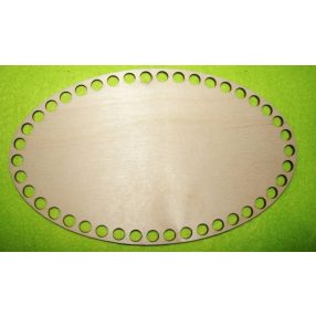     20x12cm Baza ovala din lemn natural crosetabil cu gaura de 8 mm, 1 buc. grosime 3 mm