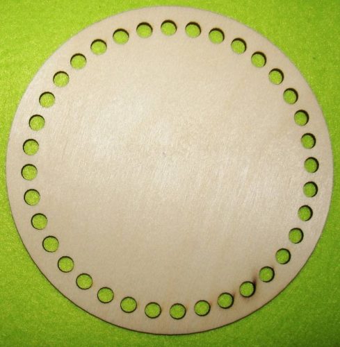 16,5cm Baza circulara din lemn natural crosetabil cu gaura de 6 mm, 1 buc., grosime 3 mm