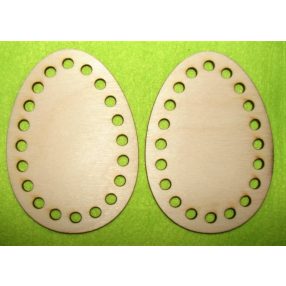    10x7cm Baza din lemn natural crosetabil in forma de ou. Cu gaura de 6mm, 2db/pachet, grosime 3mm