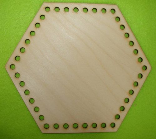  18,5x16cm Hexagon crosetabil din lemn natural cu gaura de 6 mm, 1 buc. grosime 3 mm