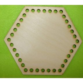   15x13cm Hexagon crosetabil din lemn natural cu gaură de 6 mm, 1 buc. grosime 3 mm