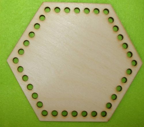 15x13cm Hexagon crosetabil din lemn natural cu gaură de 6 mm, 1 buc. grosime 3 mm
