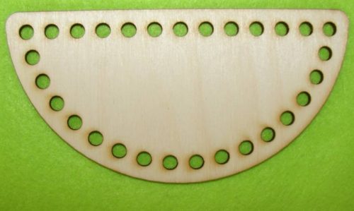  15x7,5cm Semicerc crosetabil din lemn natural cu gaura de 6 mm, 1 buc. grosime 3 mm