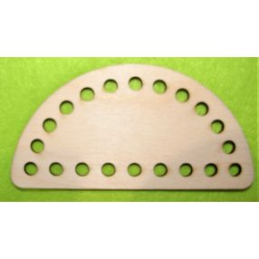   11x5,5c Semicerc croșetabil din lemn natural. Cu gaura de 6mm, 1 bucata, grosime de 3 mm