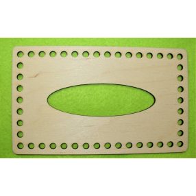   18,5x11 cm Cutie de servetele crosetabil din lemn natural cu gaura de 6 mm, grosime 1 bucata de 3 mm. Elemente necesare la: HOA326.