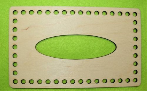 18,5x11 cm Cutie de servetele crosetabil din lemn natural cu gaura de 6 mm, grosime 1 bucata de 3 mm. Elemente necesare la: HOA326.