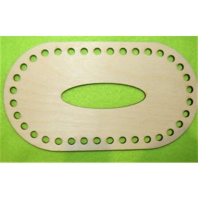    16x7,5cm Baza din lemn natural ovala in forma suport mic pentru batistute  cu gaura de 6mm, grosime 3 mm 