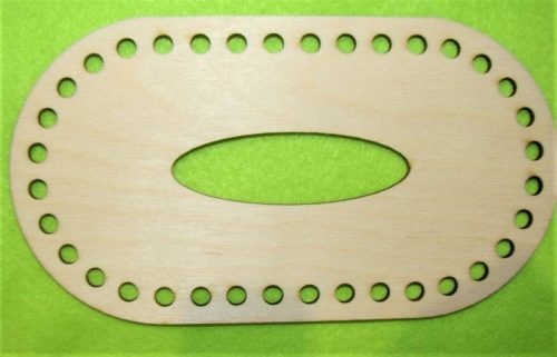  16x7,5cm Baza din lemn natural ovala in forma suport mic pentru batistute  cu gaura de 6mm, grosime 3 mm 