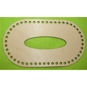   22,5x12,5 cm Cutie ovala pentru servetele, din lemn natural, crosetabil, cu gaura de 6 mm, grosime 1 bucata de 3 mm.