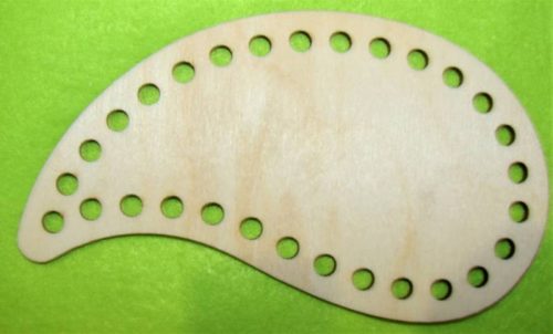  15x8,5 cm Forma de picatura crosetabila  din lemn natural cu gaura de 6 mm, grosime 1 buc. 3 mm