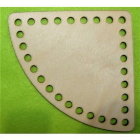   11x11cm Baza din lemn natur crosetabil sfert de cerc . Cu gaura de 6mm, 1 bucata, drosime 3mm