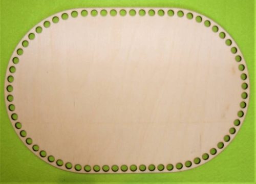 27,5x18,5 cm Placa ovala crosetabila din lemn natural cu gaura de 7,5 mm, 1 buc. cm, grosime 3 mm