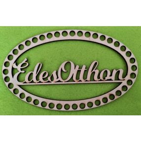     20x12cm Placa ovala crosetabila din lemn natural cu inscriptia „sweet home” ajurata, gaura 8 mm, 1 buc., grosime 3 mm