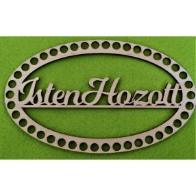      20x12cm Semn oval crosetabilt din lemn natural cu inscriptie de bun venit ajurat, gaurăade 8 mm, grosime 1 buc. 3 mm