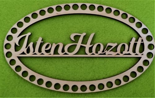    20x12cm Semn oval crosetabilt din lemn natural cu inscriptie de bun venit ajurat, gaurăade 8 mm, grosime 1 buc. 3 mm