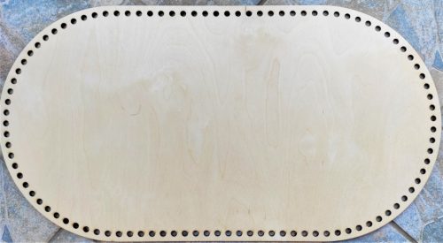  65x35cm Baza de cos crosetabila din lemn natural cu gaura de 8 mm, 1 buc. grosime 3 mm