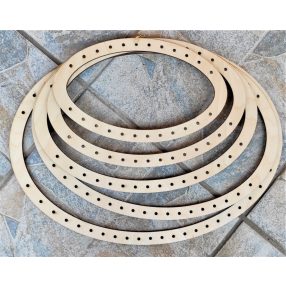   Set de baze ovale din lemn natural cu gaura de 4 mm, lemn crosetabil, 1 set, 40x36-36x33-33x29-29x25-25x21 cm, grosime 3 mm