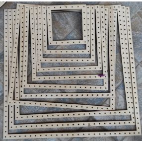   Set de baze ovale crosetabile din lemn natural cu gaura de 4 mm, 1 set, 42x36-36x33-33x29-29x25-25x21 cm, grosime 3 mm