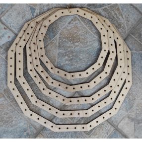   Set de baze din lemn natural crosetabil cu 12 colturii si gaurii de 4 mm, 1 set 15x19-19x22-22x26-26-29-29x33 cm, grosime 3 mm