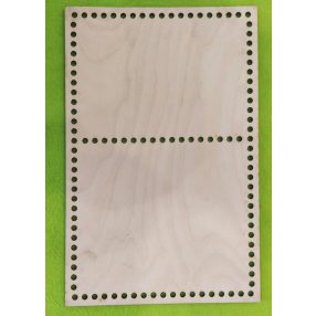   37x24cm Dreptunghi crosetabil din lemn natural,impartit in doua, cu gauri de 7 mm, 18 și 14 cm, grosime 1 buc. 3 mm