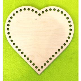   20x20cm Inima crosetabila din lemn natural cu gaura de 7 mm, 1 buc. grosime 3 mm