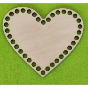   15x13cm Inima crosetabila din lemn natural cu gaura de 7 mm, 1 buc. grosime 3 mm