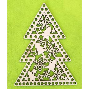   19,5x25cm Fulg de zapada mare din lemn natural, crosetabil, cu gaura de 8 mm, 1 buc., grosime 3 mm