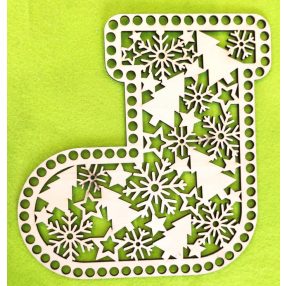    17x17cm Ghete mici din lemn natural crosetabil, model fulg de nea, gaura de 7,5 mm, grosime 1 buc. 3 mm