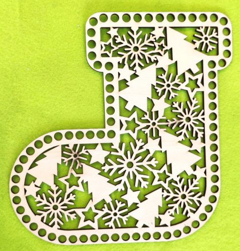  17x17cm Ghete mici din lemn natural crosetabil, model fulg de nea, gaura de 7,5 mm, grosime 1 buc. 3 mm