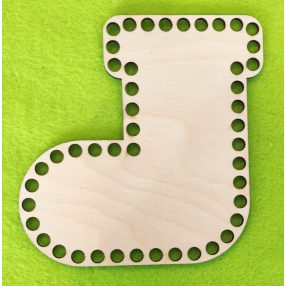   14,5x14,5cm Baza din lemn natural crosetabil Ghete mici.cu gaura de 8mm, 1 bucata. Grosime 3mm