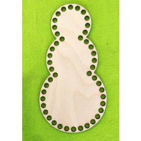   10x21cm Baza din lemn natural crosetabil in forma de om de zapada. Cu gaura de 8mm, 1db, grosime 3mm