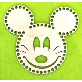   22x20cm Cap mare de soarece cu ochi din lemn natural, crosetabil,  gaura de 7,5 mm, grosime 1 buc. 3 mm.