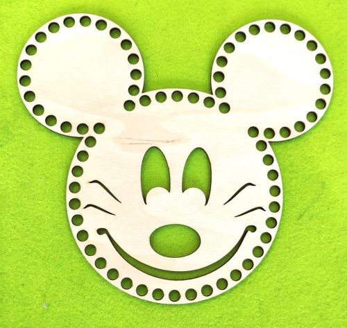 22x20cm Cap mare de soarece cu ochi din lemn natural, crosetabil,  gaura de 7,5 mm, grosime 1 buc. 3 mm.