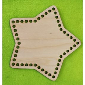   20x19,5cm Baza stea din lemn natural crosetabil cu gaura de 7 mm, 1 buc. grosime 3 mm