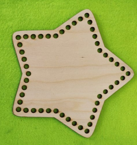 20x19,5cm Baza stea din lemn natural crosetabil cu gaura de 7 mm, 1 buc. grosime 3 mm