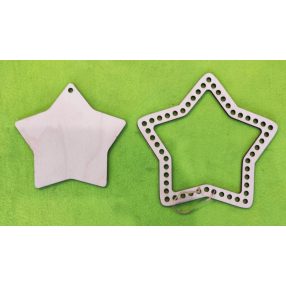    Stea crosetabila din lemn natural cu gaura + stea cu gaura de 7 mm 1 buc 20x19.5 cm + stea 15x16 grosime 3 mm