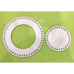   Set cercuri crosetabil din lemn natural cu gaura de 7 mm, 1 set, diametru 25 și 15 cm, grosime 3 mm