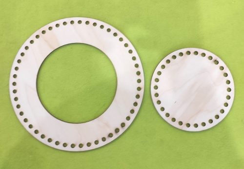 Set cercuri crosetabil din lemn natural cu gaura de 7 mm, 1 set, diametru 25 și 15 cm, grosime 3 mm