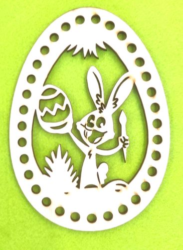  11x15c Ou croșetabil din lemn natural, brodat, pictat cu ouă, iepuraș. Cu gaura de 6mm, 1 bucata, grosime 3mm