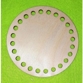   12cm Baza din lemn in forma de cerc crosetabil. Cu gaura de 7,mm, 1 bucata, grosime 3mm