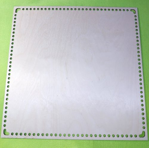 40x40cm Patrat de crosetabil din lemn natural cu gaura de 7 mm, 1 buc. grosime 3 mm